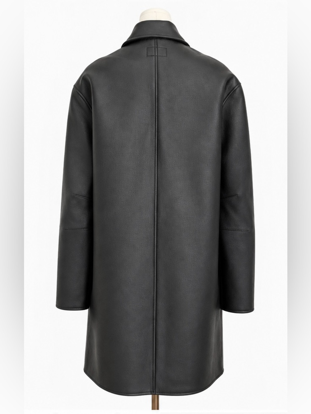 ASOS DESIGN Black Faux Leather Longline Coat Jacket Size M - Picture 3 of 9
